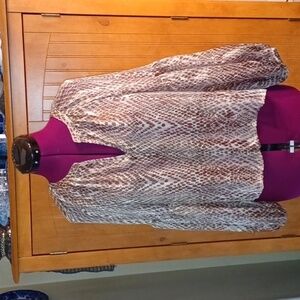 BLUE PEPPER FAUX ANIMAL PRINT SHEER HILO BLOUSE